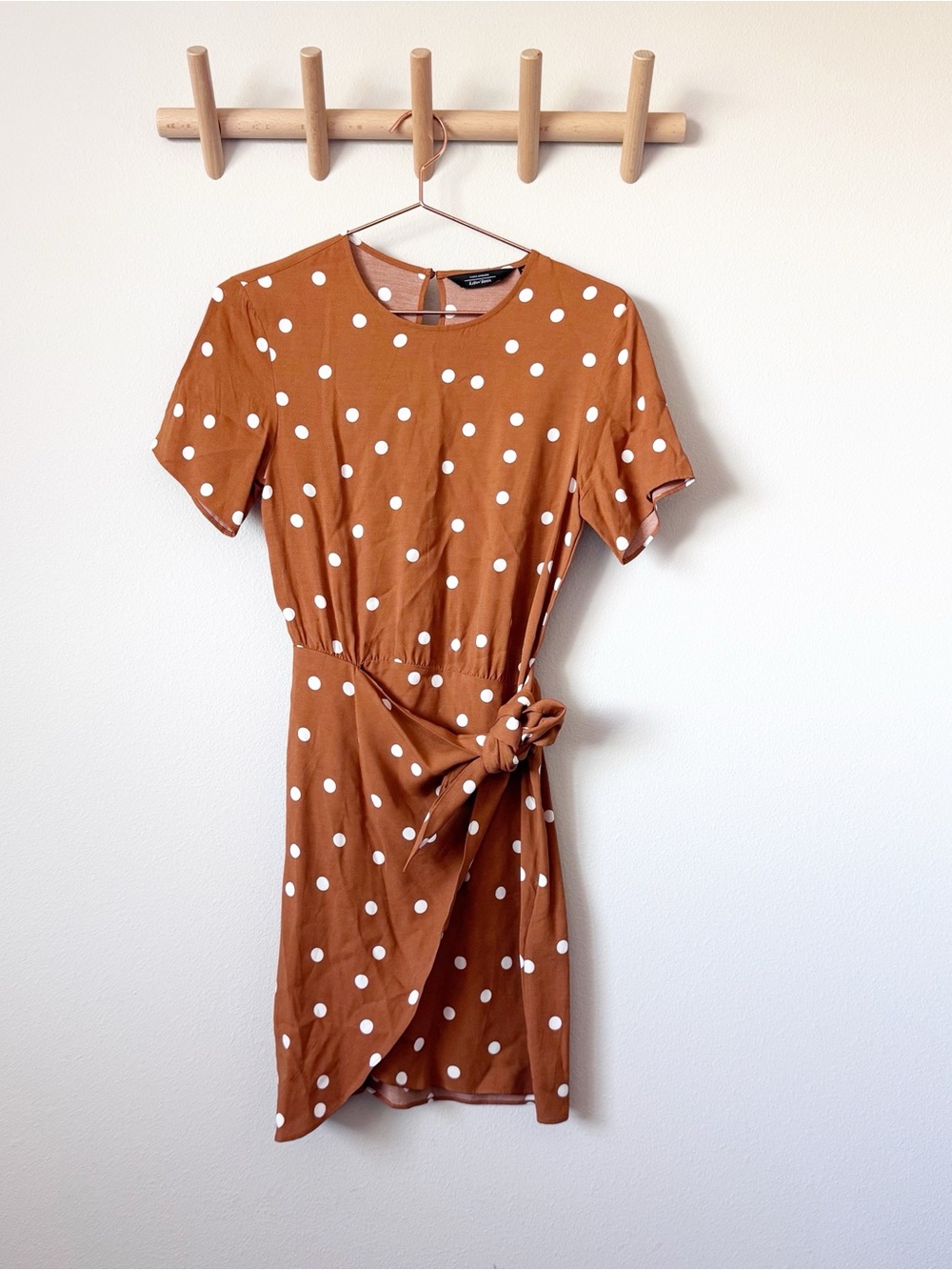 &Other Stories Polka Dot Tie-Waist Dress - Rust / White